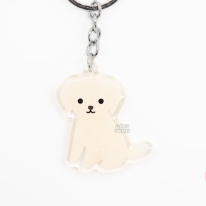 Cream Labrador Retriever Acrylic Dog Keychain | Cartoon Kawaii Art Puppy Charm | Chibi Cute Animal Lover Pet Loss Memorial Gift