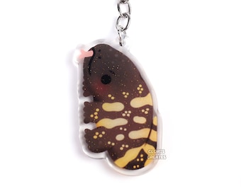 Mexican Beaded Lizard Acrylic Keychain | Cartoon Kawaii Art Exotic Pet Breed Glitter Charm | Chibi Cute Reptile Critter Animal Lover Gift