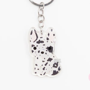 Blue Merle French Bulldog Frenchie Acrylic Dog Keychain | Cartoon Kawaii Art Puppy Charm | Chibi Cute Animal Lover Pet Loss Memorial Gift