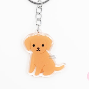 Fox Red Labrador Retriever Acrylic Dog Keychain | Cartoon Kawaii Art Puppy Glitter Charm | Chibi Cute Animal Lover Pet Loss Memorial Gift