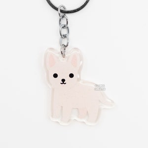 Llavero acrílico con la raza de perro terrier americano sin pelo rosa, amuleto de cachorro kawaii de dibujos animados, regalo conmemorativo para amantes de los animales con el que se perdió una mascota