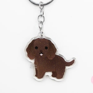 Boykin American Water Spaniel Acrylic Dog Breed Keychain | Cartoon Kawaii Art Puppy Lover Glitter Charm | Chibi Cute Pet Loss Memorial Gift