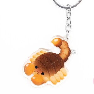 Angry Scorpion Keychain | Cartoon Exotic Pet Arachnid Bug Art Double-Sided Glitter Charm | Kawaii Cute Insect Animal Entomologist Gift