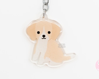 Lemon Beagle Acrylic Dog Breed Keychain | Cartoon Kawaii Art Puppy Epoxy Glitter Charm | Chibi Cute Animal Lover Pet Loss Memorial Gift