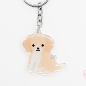 Lemon Beagle Acrylic Dog Breed Keychain | Cartoon Kawaii Art Puppy Epoxy Glitter Charm | Chibi Cute Animal Lover Pet Loss Memorial Gift