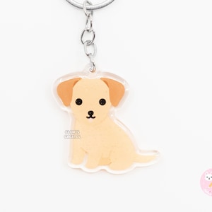 Tan Chiweenie Acrylic Mixed Dog Breed Keychain | Cartoon Kawaii Art Puppy Glitter Charm | Chibi Cute Animal Lover Pet Loss Memorial Gift