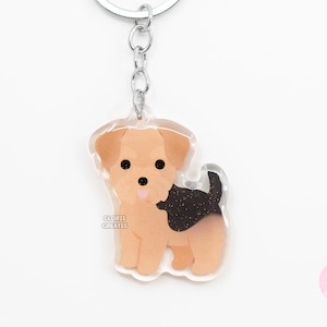Airedale Lakeland Welsh Terrier en acrylique pour chien de race | Charm chiot scintillant d'art kawaii dessin animé | Joli cadeau commémoratif de perte d'animal de compagnie Chibi