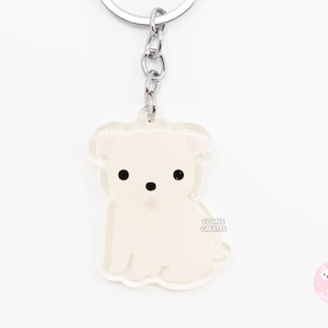 Cream English Bulldog Acrylic Dog Breed Keychain | Cartoon Kawaii Art Puppy Charm | Chibi Cute Animal Lover Pet Loss Memorial Gift