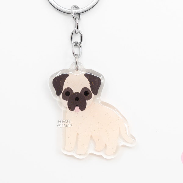 Bullmastiff English Mastiff Acrylic Dog Breed Keychain | Cartoon Kawaii Art Puppy Lover Glitter Charm | Chibi Cute Pet Loss Memorial Gift