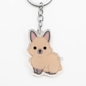 Llavero acrílico con forma de conejo cabeza de león de Blue Tort, raza de mascota, dibujo animado de arte kawaii, amuleto de conejito con purpurina de doble cara, regalo para amantes de los animales lindos de Chibi