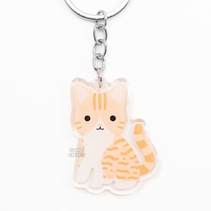 Orange Tabby Cat Acrylic Pet Breed Keychain | Cartoon Chibi Animal Art Glitter Charm | Kawaii Cute Kitten Lover Pet Loss Memorial Gift