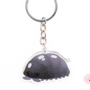 Black Scaber Isopod Roly Poly Insect Bug Keychain | Cartoon Pet Art Double-Sided Glitter Charm | Kawaii Cute Animal Entomologist Gift