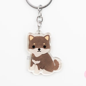 Sesam Shiba Inu Shikoku Ken Hunderasse Acryl Schlüsselbund | Cartoon Kawaii Art Welpe Anhänger | Chibi niedliches Tierliebhaber-Haustier-Verlust-Gedenkgeschenk
