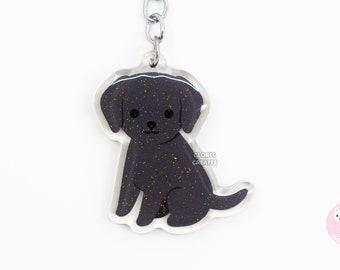 Black Labrador Retriever Acrylic Dog Breed Keychain | Cartoon Kawaii Art Puppy Charm | Chibi Cute Animal Lover Pet Loss Memorial Gift