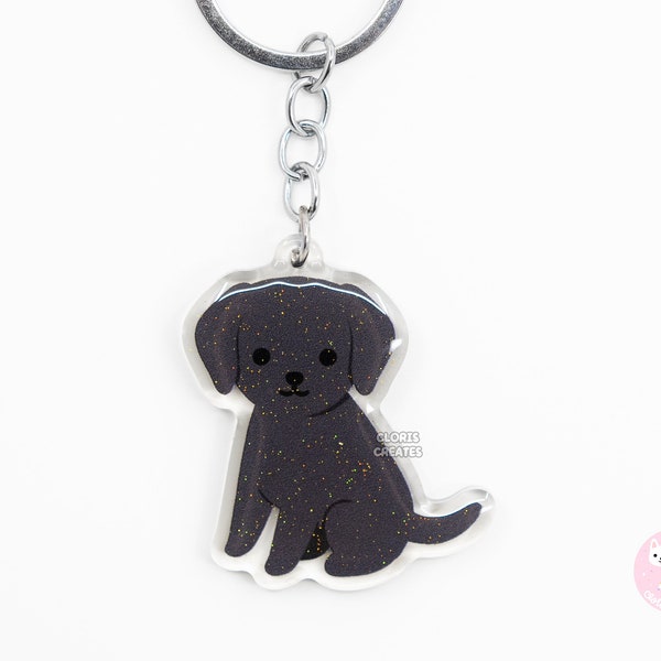 Black Labrador Retriever Acrylic Dog Breed Keychain | Cartoon Kawaii Art Puppy Charm | Chibi Cute Animal Lover Pet Loss Memorial Gift