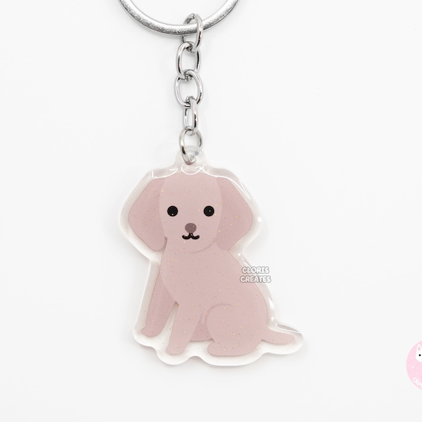 Gray Weimaraner Dog Breed Acrylic Keychain | Cartoon Kawaii Art Puppy Glitter Charm | Chibi Cute Animal Lover Pet Loss Memorial Gift