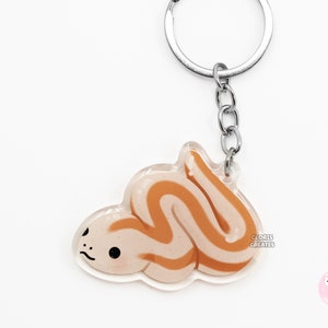 Wild Rosy Boa Acrylic Snake Keychain | Cartoon Kawaii Art Exotic Pet Breed Glitter Charm | Chibi Cute Reptile Critter Animal Lover Gift