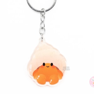 Hermit Crab Keychain | Cartoon Exotic Pet Crustacean Art Double-Sided Glitter Acrylic Charm | Kawaii Cute Animal Lover KeyringGift