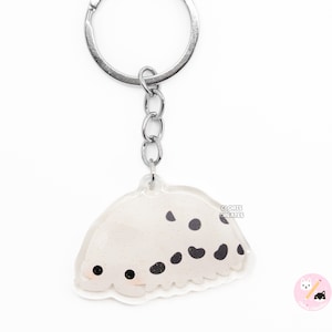 Dairy Cow Isopod Roly Poly Insect Bug Keychain | Cartoon Chibi Pet Art Double-Sided Glitter Charm | Kawaii Cute Animal Entomologist Gift