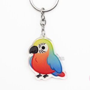 Llavero acrílico de guacamayo arlequín y loro, con diseño de pájaro, con purpurina de doble cara y dibujos animados kawaii, ideal como regalo para amantes de las mascotas exóticas.