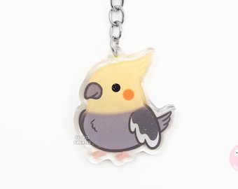 Cute Acrylic Cockatiel Parrot Keychain - Bird Charm For Keys, Bag & Backpack - View #9