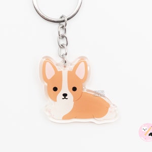 Red Pembroke Welsh Corgi Acrylic Dog Breed Keychain | Cartoon Kawaii Art Puppy Charm | Chibi Cute Animal Lover Pet Loss Memorial Gift