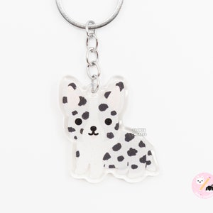Bi Blue Merle Cardigan Corgi Acrylic Dog Keychain | Cartoon Kawaii Art Puppy Glitter Charm | Chibi Cute Animal Lover Pet Loss Memorial Gift