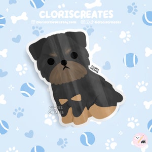 Black & Tan Brussels Griffon Dog Breed Waterproof Vinyl Sticker | Kawaii Chibi Animal Art Decal | Cute Cartoon Puppy Pet Loss Memorial Gift