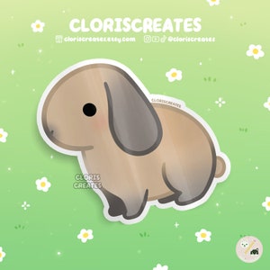 Blue Tort Holland Lop Rabbit Waterproof Vinyl Sticker | Kawaii Chibi ...