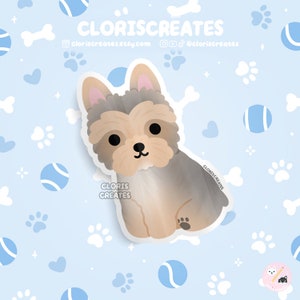 Blue & Gold Yorkshire Terrier Yorkie Dog Breed Waterproof Vinyl Sticker | Kawaii Chibi Animal Art Decal | Cute Cartoon Puppy Pet Loss Gift