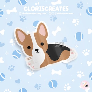 Red Tri Corgi Pembroke Welsh Dog Breed Waterproof Vinyl Sticker | Kawaii Chibi Animal Art Laptop Decal | Cute Cartoon Puppy Pet Loss Gift