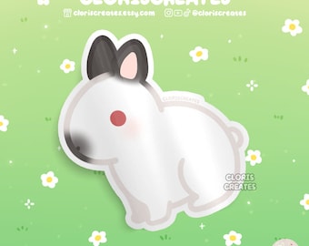 Himalayan Netherland Dwarf Rabbit Waterproof Vinyl Sticker | Kawaii Chibi Animal Lover Art Decal | Cute Cartoon Pet Bunny Loss Memorial Gift