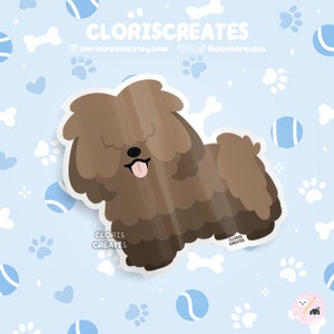 Brown Puli Bergamasco Sheepdog Dog Breed Waterproof Vinyl Sticker | Kawaii Chibi Animal Art Decal Cute Cartoon Puppy Pet Loss Memorial Gift