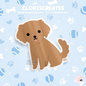 Red Golden Retriever Dog Breed Waterproof Vinyl Sticker | Kawaii Chibi Animal Art Laptop Decal | Cute Cartoon Puppy Pet Loss Memorial Gift