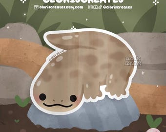 Chinese Giant Salamander Lizard Waterproof Vinyl Sticker | Kawaii Chibi Animal Lover Art Bottle Decal | Cute Cartoon Exotic Pet Reptile Gift