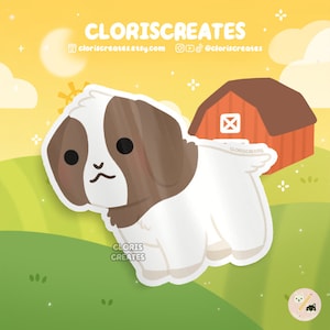 Boer Goat Waterproof Vinyl Sticker | Kawaii Chibi Petting Zoo Souvenir Laptop Decal | Cute Cartoon Farm Animal Art Lover Loss Memorial Gift
