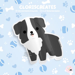 Black Bicolor Australian Shepherd Aussie Dog Waterproof Vinyl Sticker | Kawaii Chibi Animal Art Decal | Cute Cartoon Puppy Pet Loss Gift