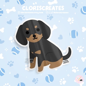 Black and Tan Coonhound Dog Breed Waterproof Vinyl Sticker | Kawaii Chibi Animal Art Decal | Cute Cartoon Hound Puppy Pet Loss Memorial Gift