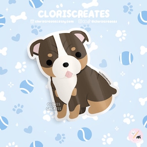 Chocolate Tri English Bulldog Dog Breed Waterproof Vinyl Sticker | Kawaii Chibi Animal Art Decal | Cute Cartoon Puppy Pet Loss Memorial Gift