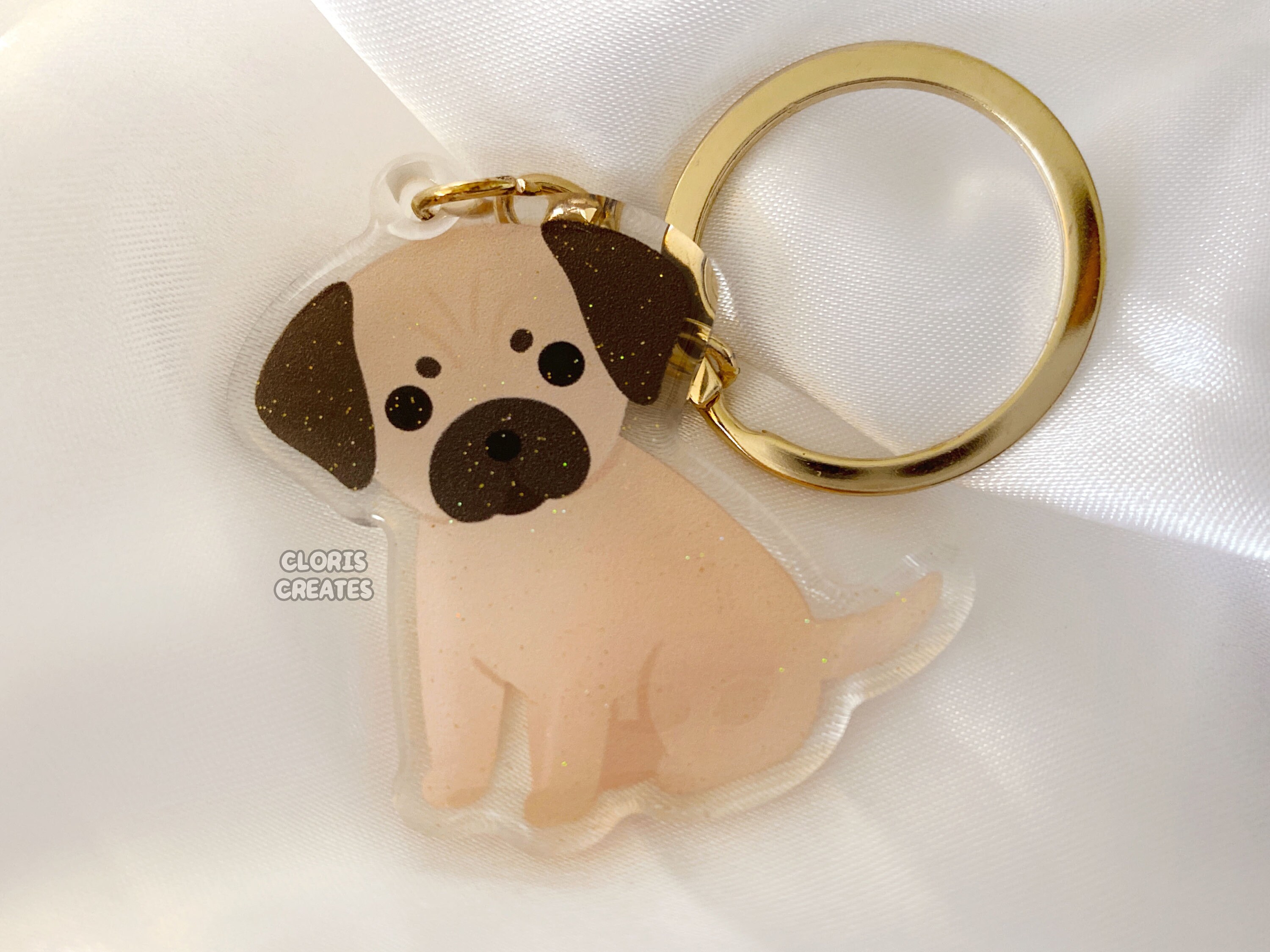 Pug Dog Animal Pet Silhouette Keychain