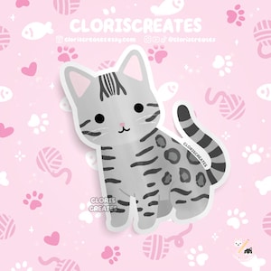 Silver Bengal Cat Waterproof Vinyl Sticker | Kawaii Chibi Animal Laptop Decal | Cute Cartoon Pet Breed Kitten Loss Memorial Gift