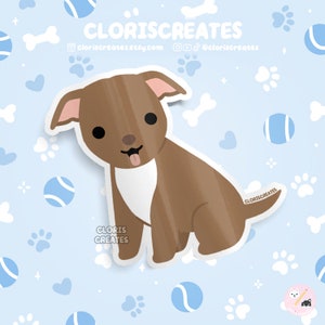 Red Pitbull Staffordshire Bull Terrier Dog Breed Waterproof Vinyl Sticker | Kawaii Chibi Animal Art Decal Cute Cartoon Staffy Puppy Pet Gift