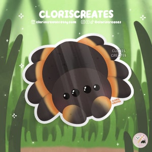 Orange Kneed Tarantula Waterproof Die Cut Sticker | Kawaii Chibi Arachnid Bug Art Laptop Decal | Cute Cartoon Exotic Pet Insect Gift