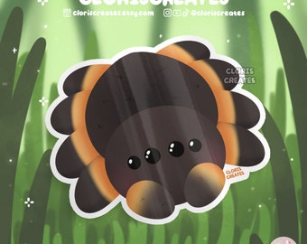 Pegatina troquelada impermeable de tarántula naranja / Calcomanía para portátil con diseño de arácnido chibi kawaii / Regalo de mascota exótica con dibujos animados de insectos