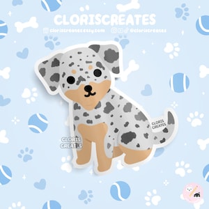 Blue Merle Catahoula Leopard Dog Breed Waterproof Vinyl Sticker | Kawaii Chibi Animal Art Decal | Cute Cartoon Puppy Pet Loss Memorial Gift
