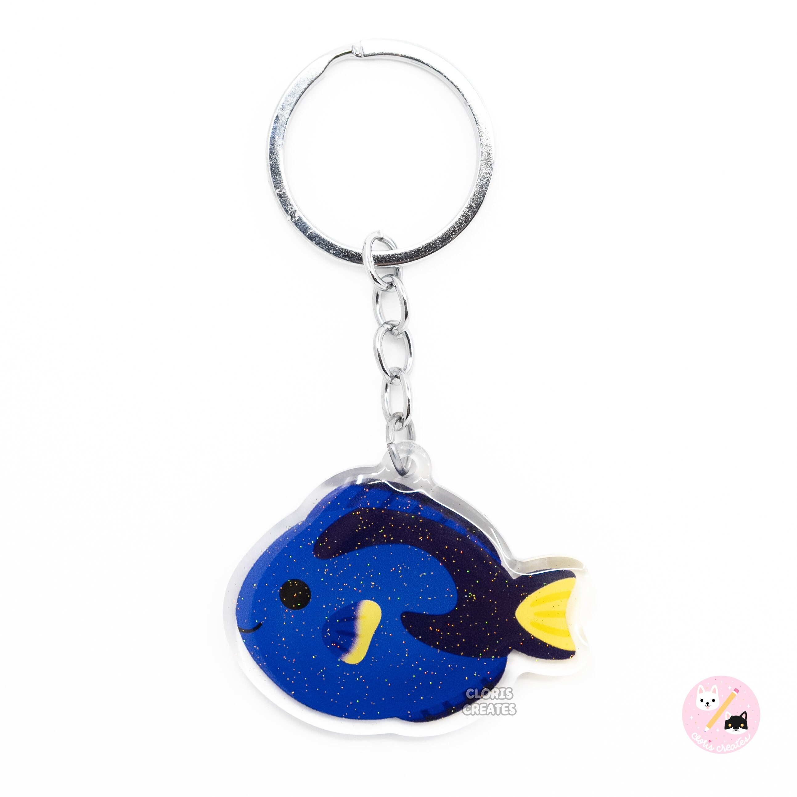 Blue Tang Fish Keychain | Cartoon Chibi Aquarium Art Double Sided