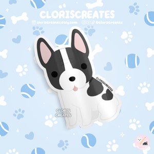 Black Spotted French Bulldog Frenchie Dog Breed Waterproof Vinyl Sticker | Kawaii Chibi Animal Art Decal | Cute Cartoon Puppy Pet Loss Gift