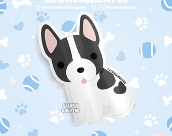 Black Spotted French Bulldog Frenchie Dog Breed Waterproof Vinyl Sticker | Kawaii Chibi Animal Art Decal | Cute Cartoon Puppy Pet Loss Gift