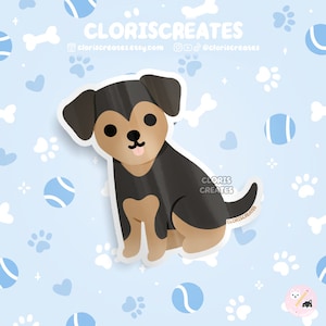 Sheprador German Shepherd Labrador Mix Dog Breed Waterproof Vinyl Sticker | Kawaii Chibi Animal Art Decal | Cute Cartoon Puppy Pet Loss Gift