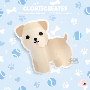 Wheaten Terrier Dog Breed Waterproof Vinyl Sticker | Kawaii Chibi Animal Art Laptop Decal | Cute Cartoon Puppy Pet Loss Memorial Gift